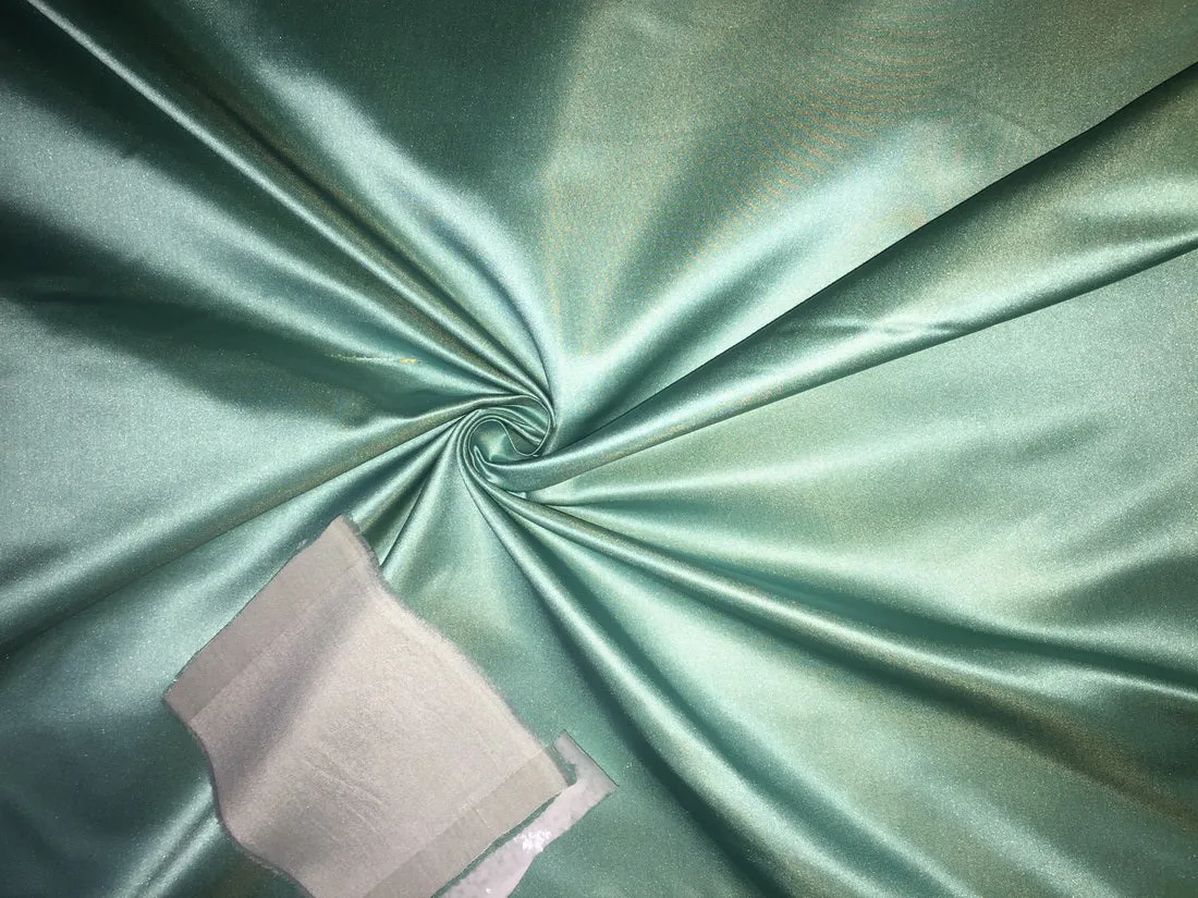 100% Silk Duchess Satin Fabric green x gold color40 momme 54" wide [11107]