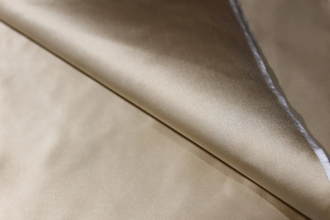 100% SILK DUTCHESS SATIN FABRIC REVERSABLE Gold AND WHITE GOLD COLOR 66 MOMME 54" wide [1826]