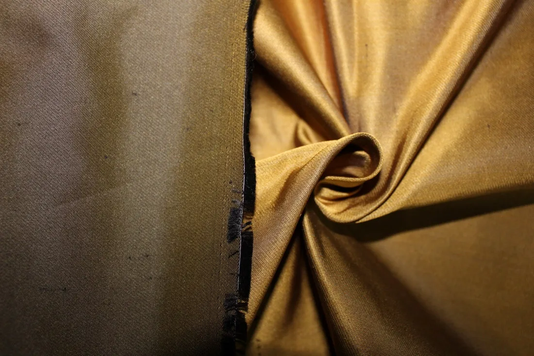 100% SILK DUTCHESS SATIN GOLD BRONZE X BLACK COLOR 60" WIDE [6226]