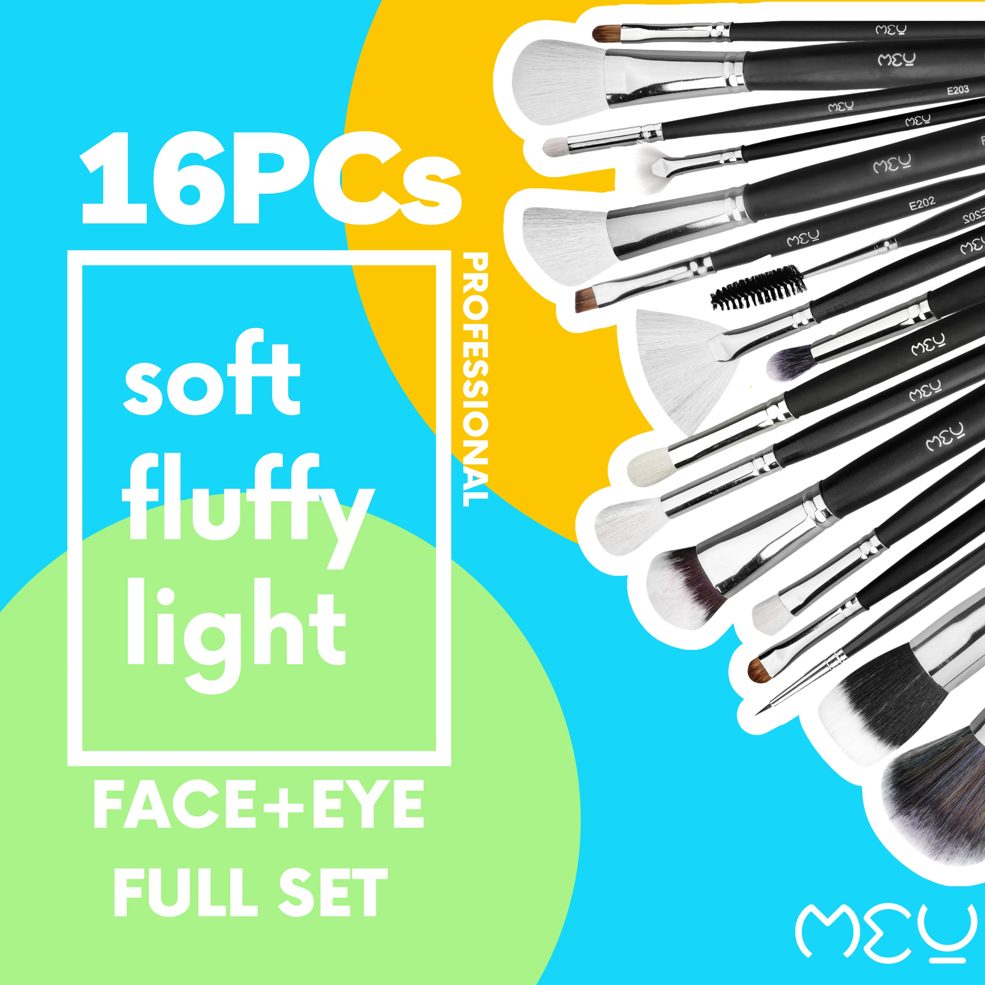 16 Pcs Professional Makeup Brush Set (Face   Eye) With Pouch