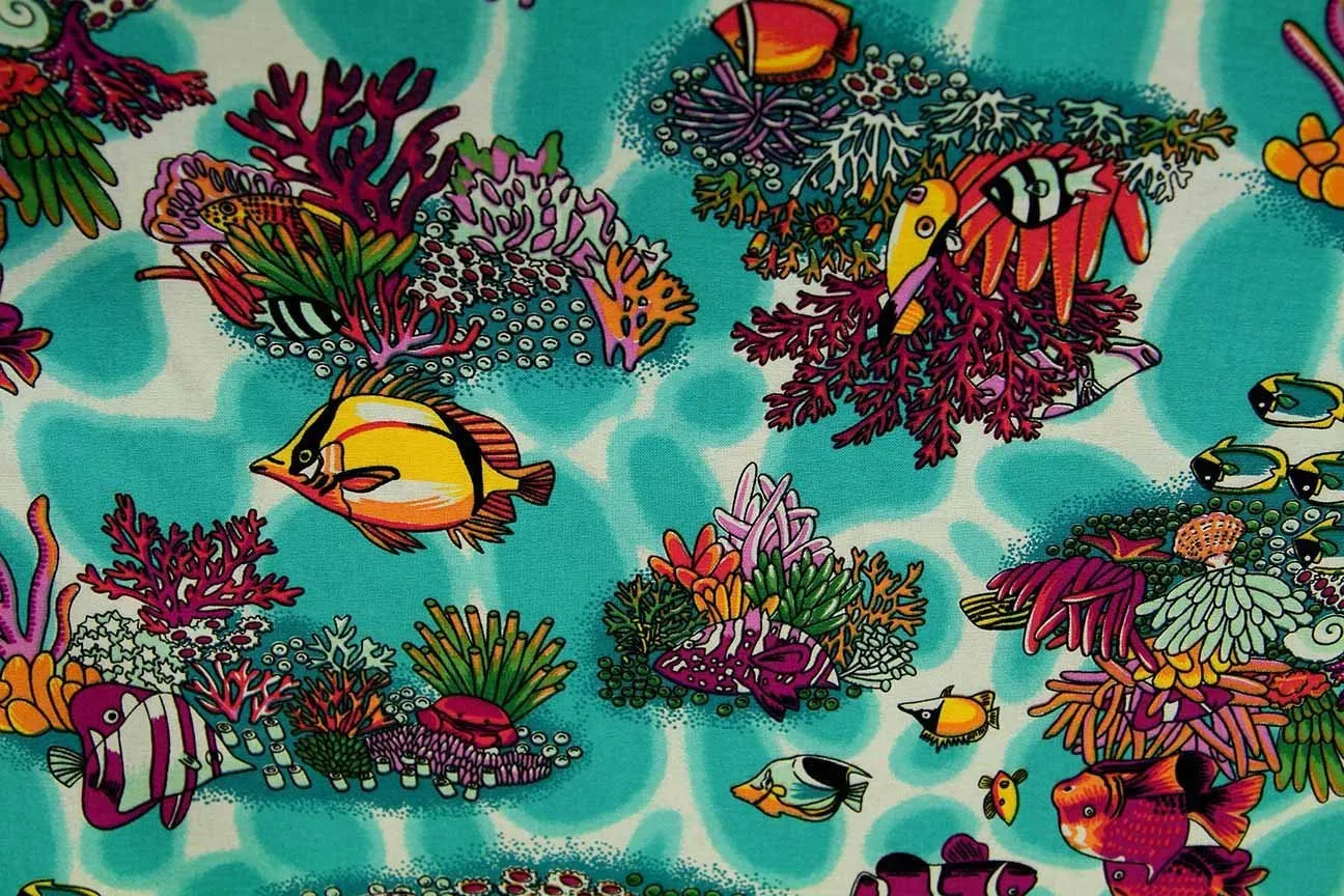 A1: Tropical Fish Green Patchwork / Craft Fabric SOLD OUT