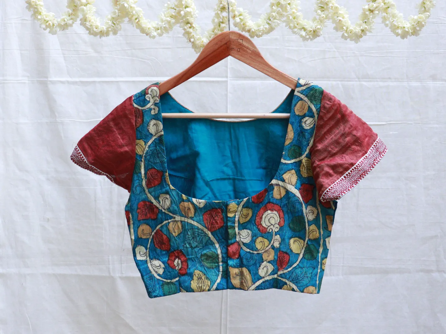 Admiral Blue, Karnataka silk, Kalamkari blouse