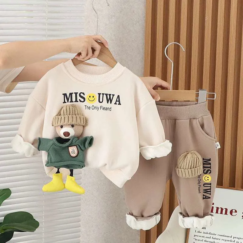 Adorable Cotton Fluffy Anime Bear Long sleeves Shirt and Pants