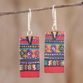 Artisan Painted Wood Earrings - San Juan Comalapa | NOVICA