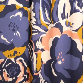 Atelier Jupe - Blue Viscose with Painted Flowers Fabric