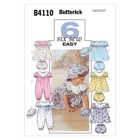 B4110 Infants' Dress, Panties, Jumpsuit and Hat (size: All Sizes In One Envelope)