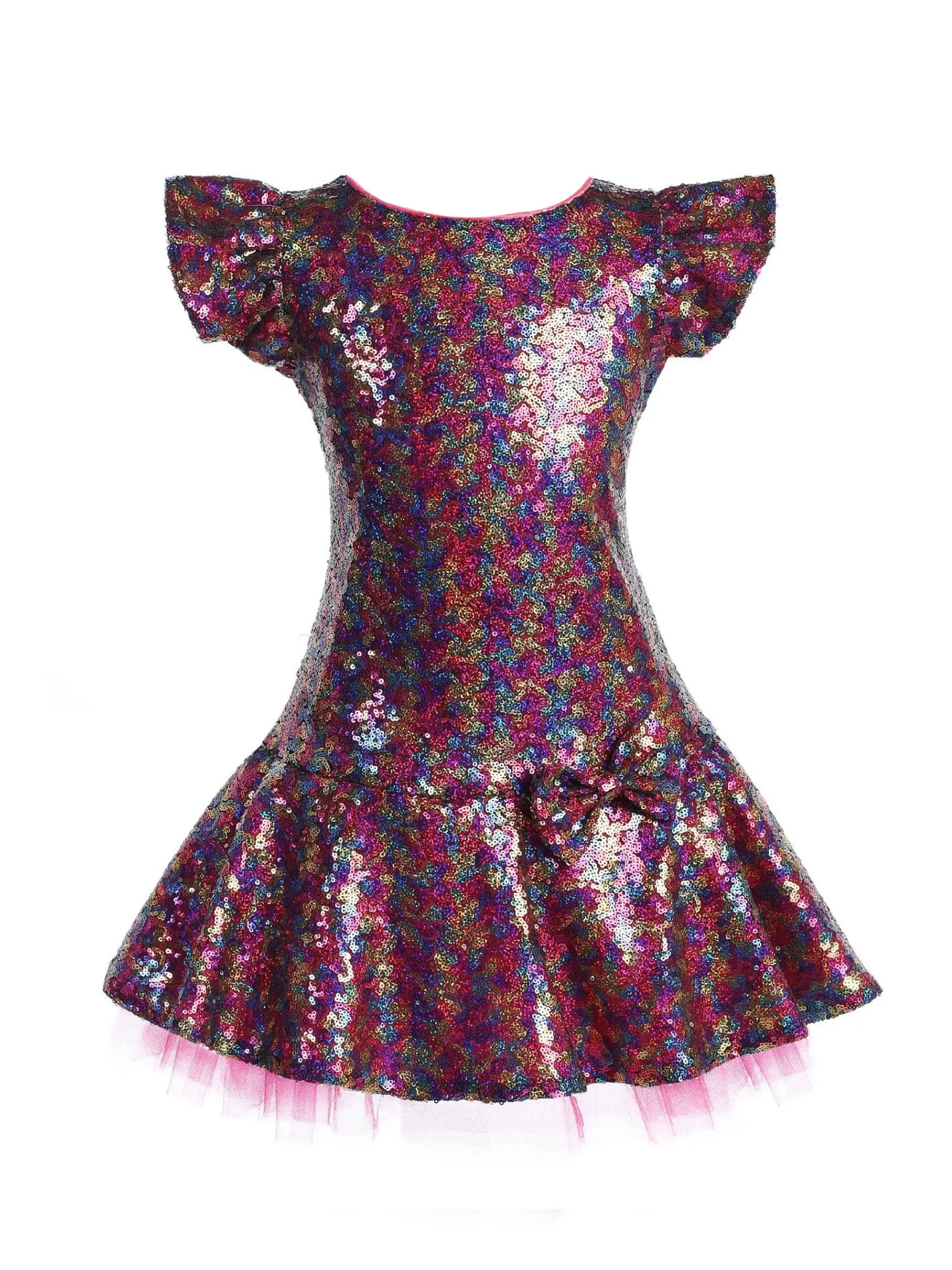 Big Girl Multi Color Sequin Ruffle Tutu Junior Bridesmaid Dress Plus Size 14.5-20.5