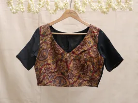 Black Kalamkari Nandi blouse