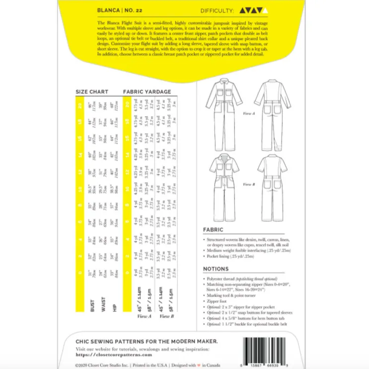 Blanca Flight Suit Pattern