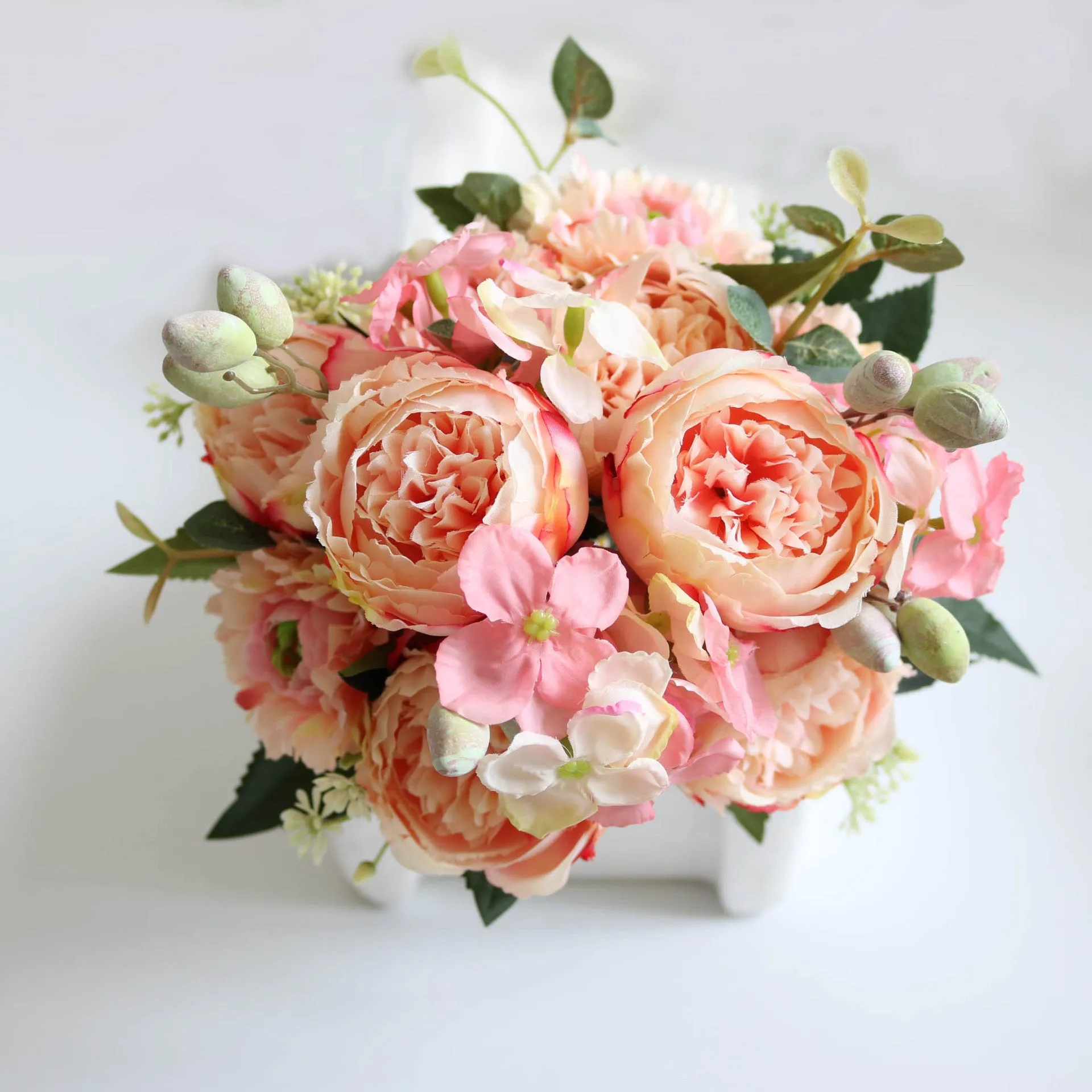 Bulk 12" Peony Bush Bouquet Artificial Silk Flowers For Wedding Centerpieces Wholesale