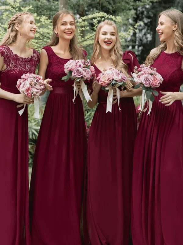 Burgundy Bridesmaid Gowns