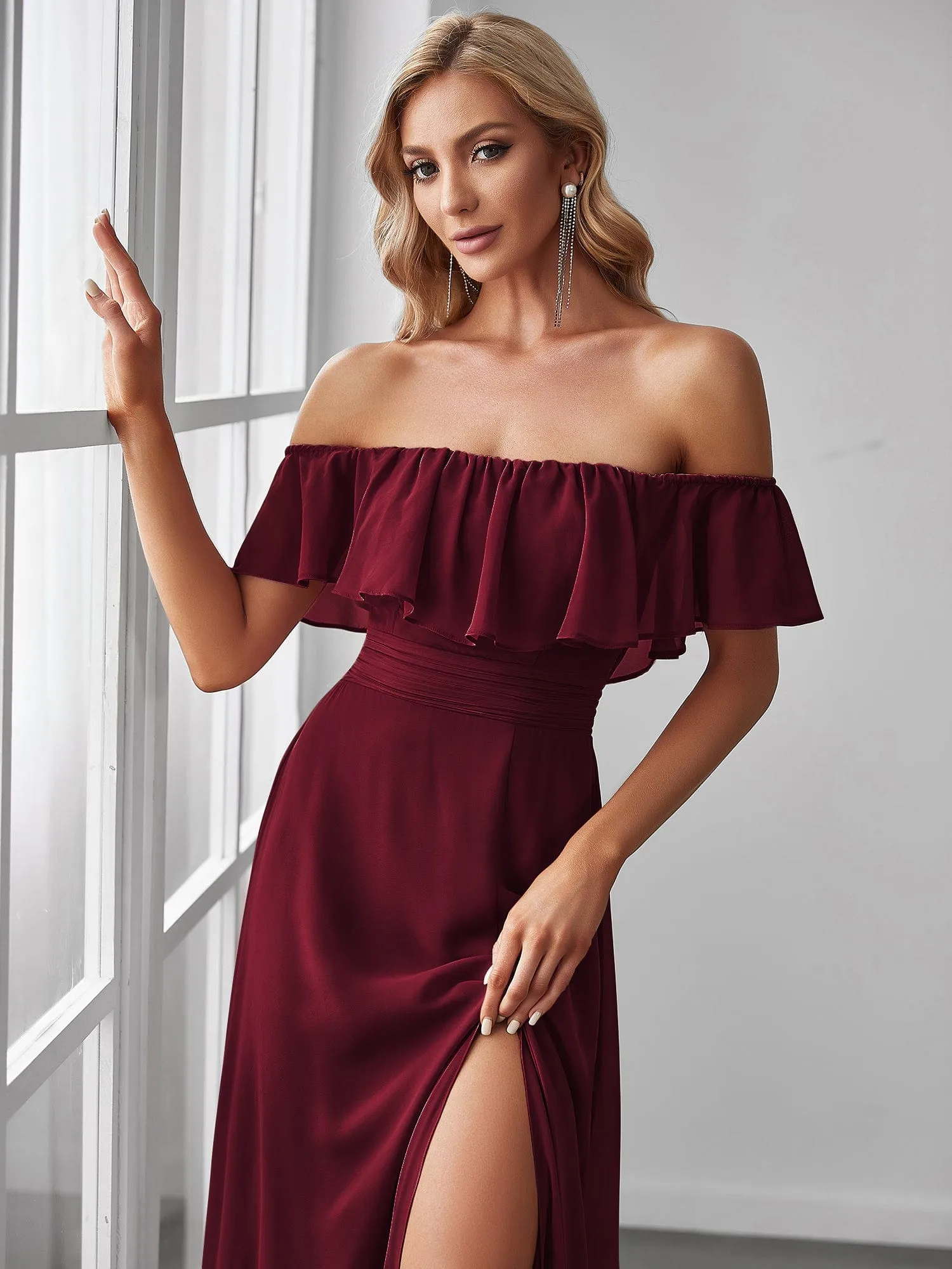 Burgundy Bridesmaid Gowns