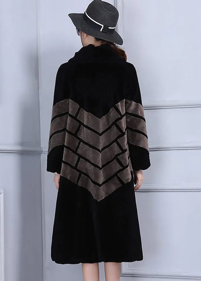 Casual Chocolate Oversized Patchwork Wool Jackets Winter LY9449