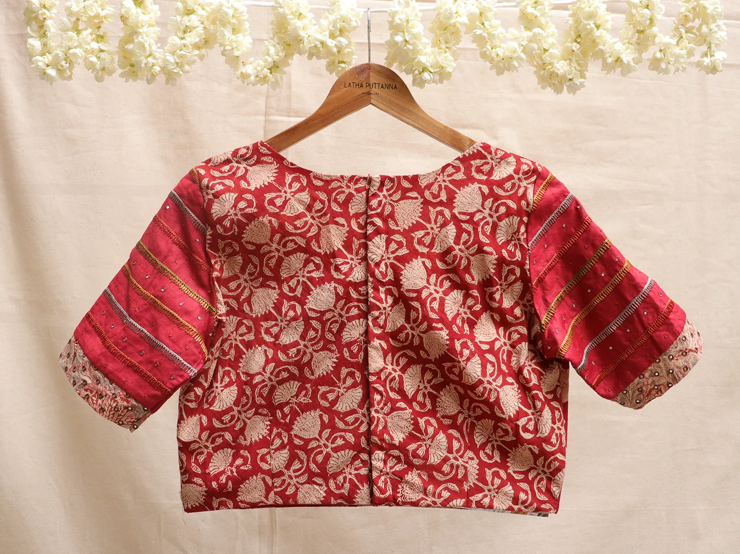 Cherry Red, Kalamkari Hand embroidery blouse