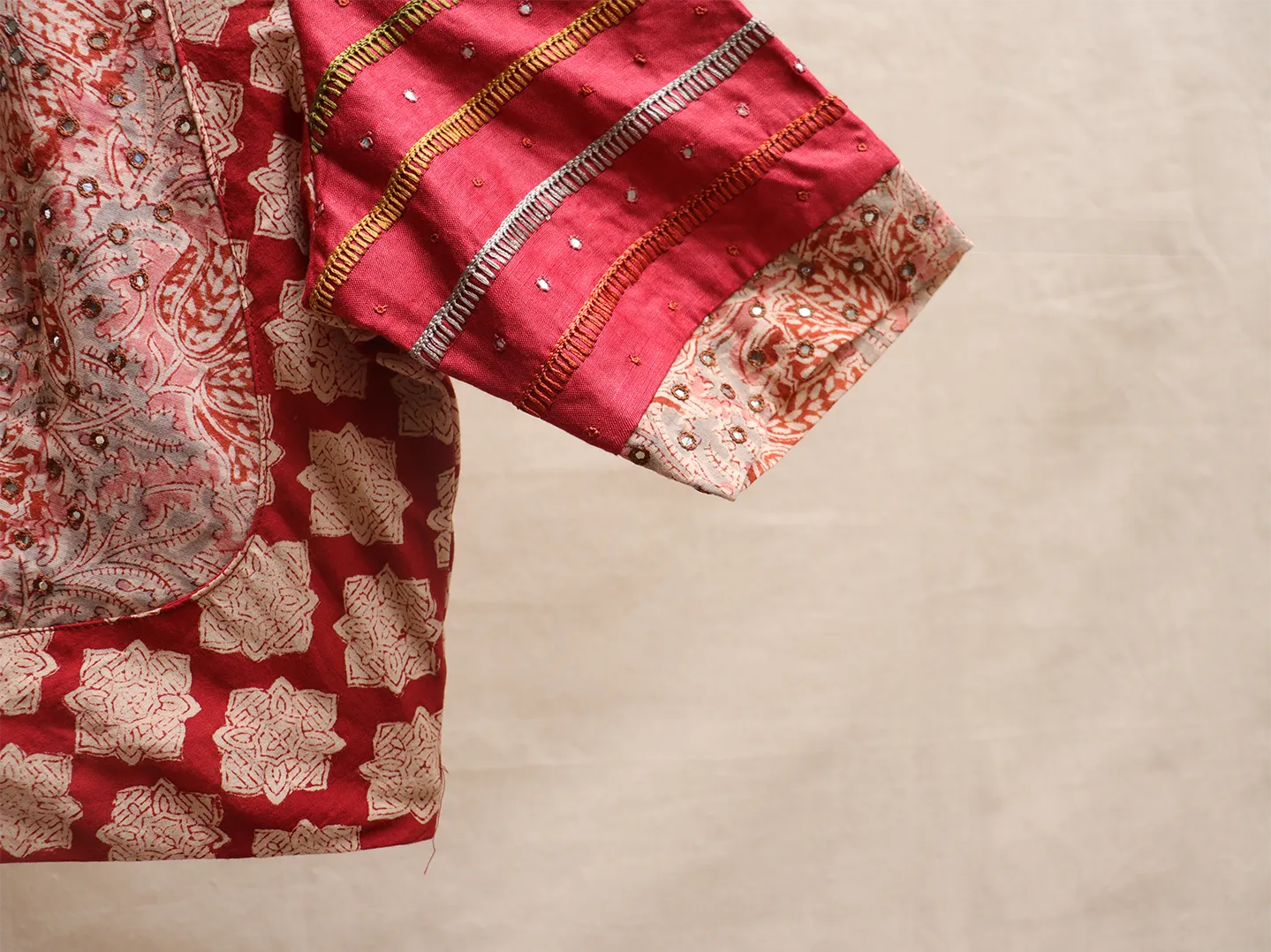 Cherry Red, Kalamkari Hand embroidery blouse