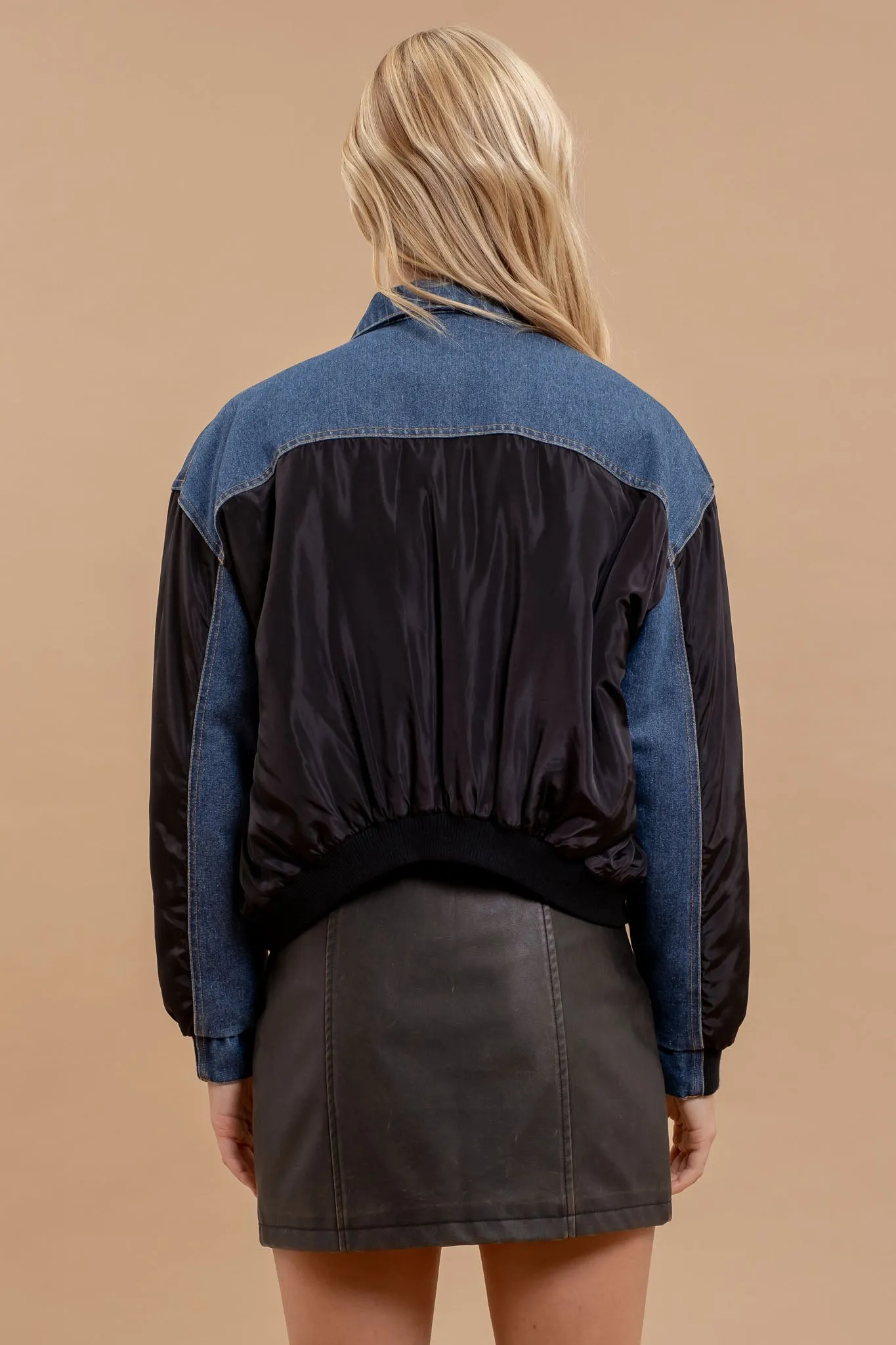 CONTRAST DROP SHOULDER DENIM JACKET