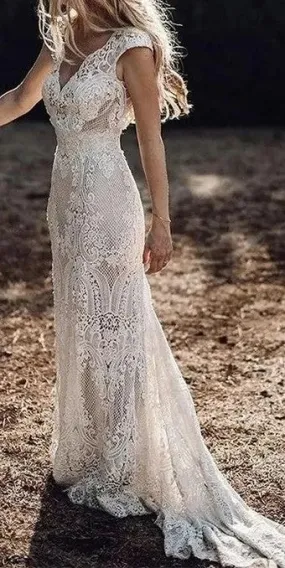 Custom Crochet Fit & Flare Country Wedding Gown All Sizes/Colors