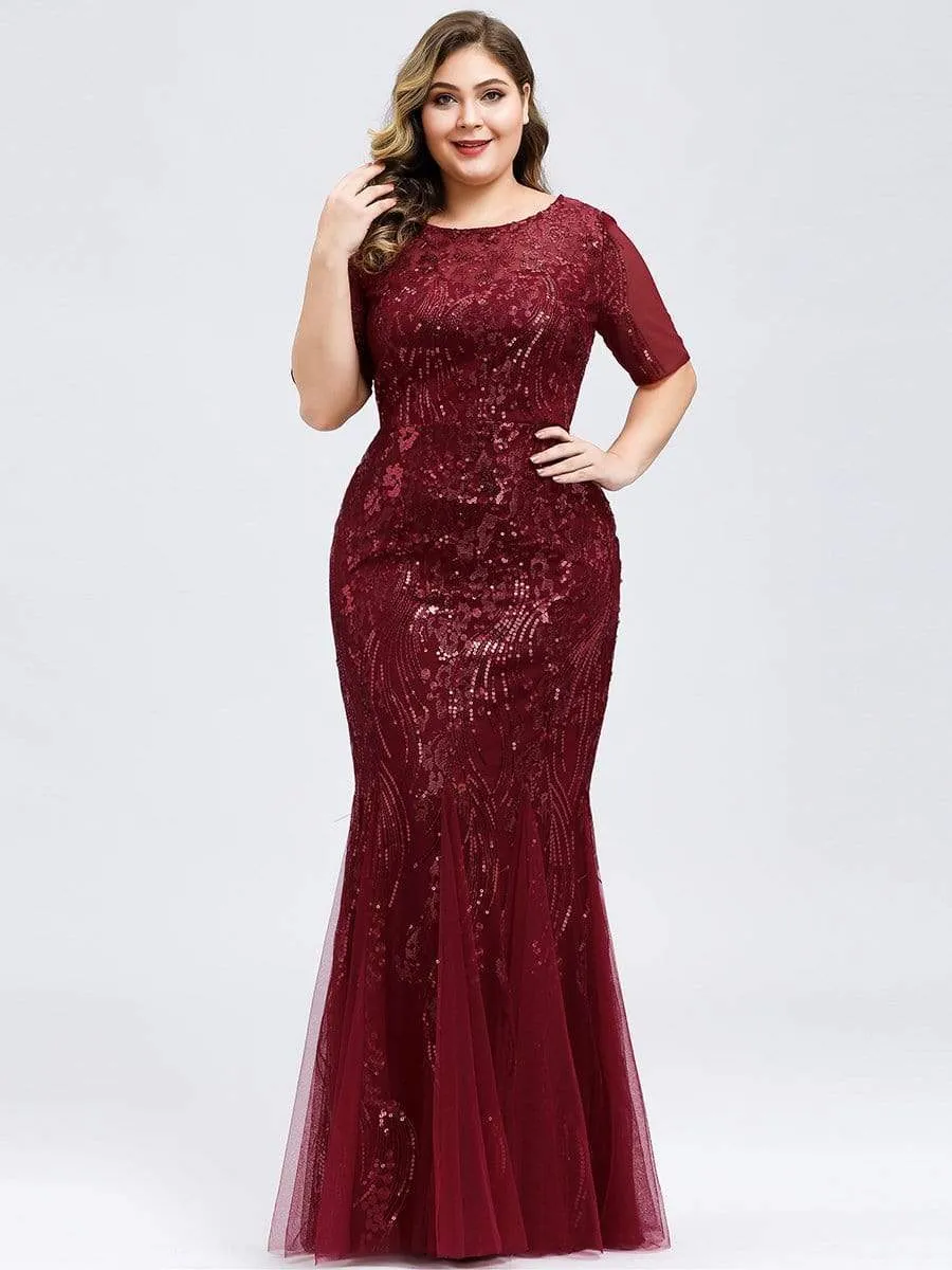 Delicate Embroidery Sequin Fishtail Evening Dress