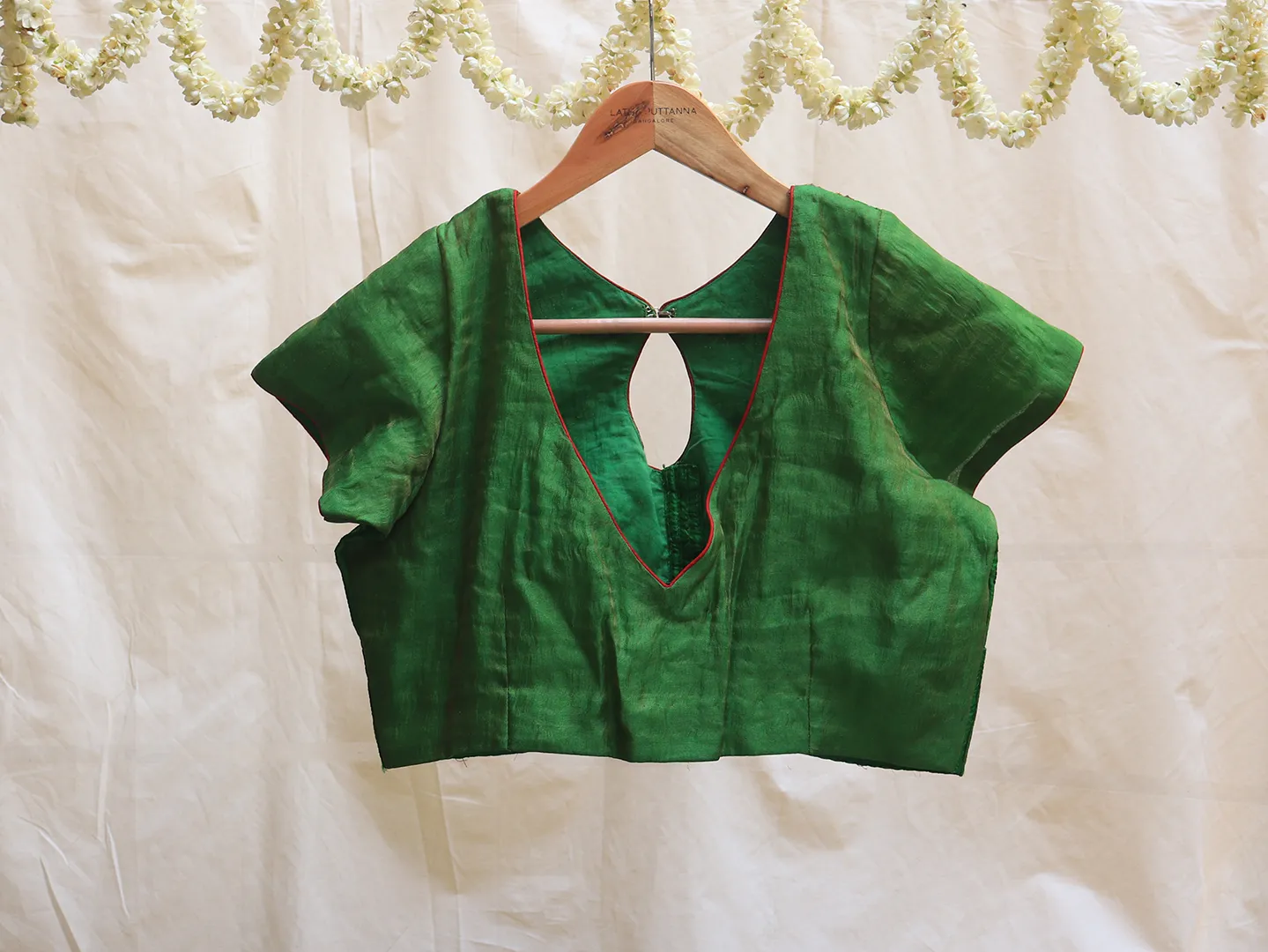 Emerald green, Karnataka silk, Hand embroidery blouse