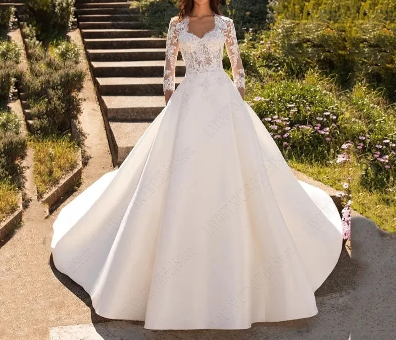 Floral & Satin Wedding Gown