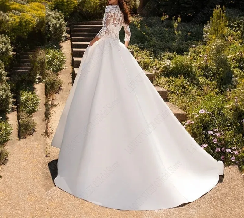 Floral & Satin Wedding Gown