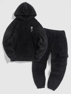 Fluffy Hoodie And Jogger Pants Set