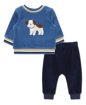 Fluffy Puppy Velour Pant Set