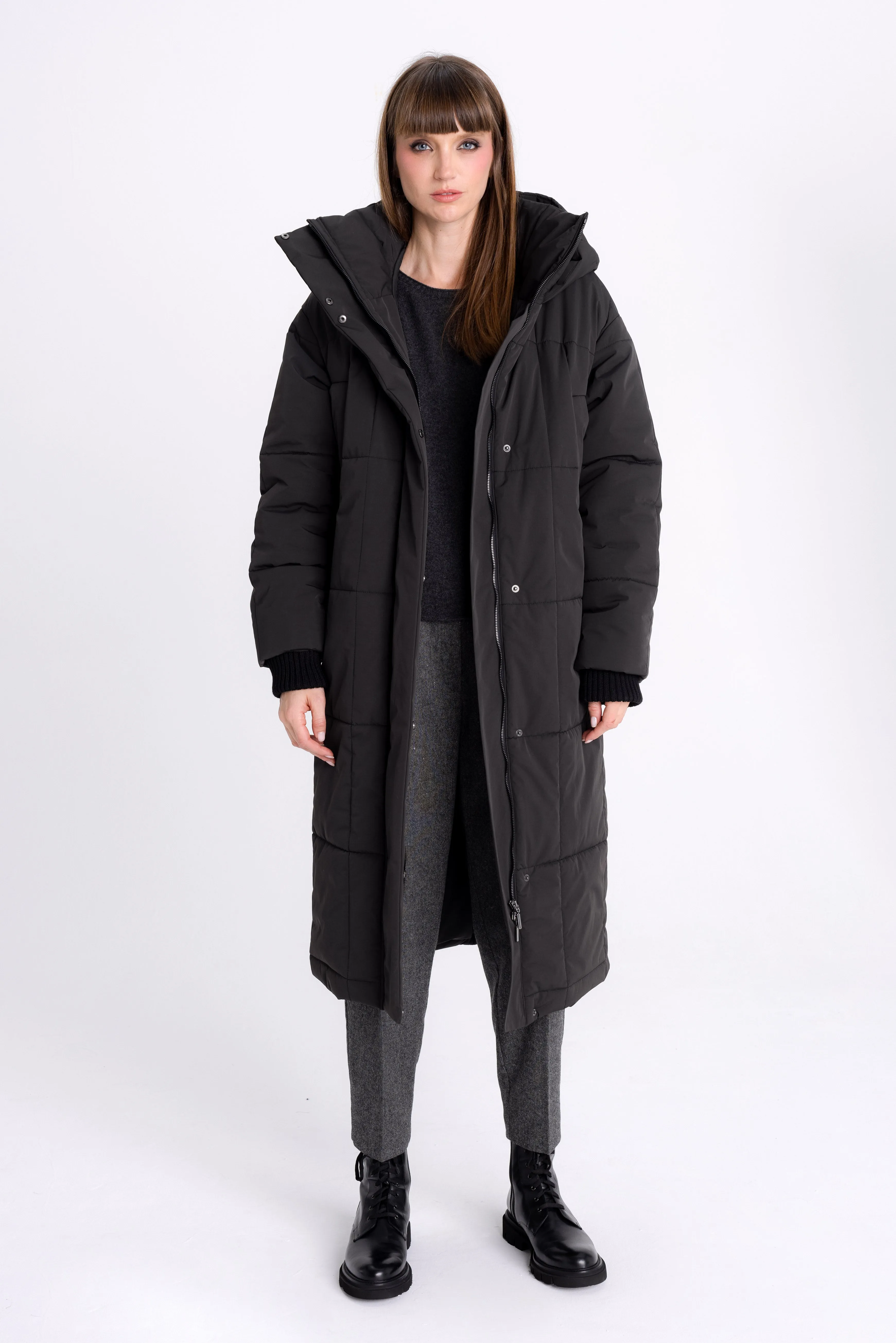 GRAPHITE PADDED COAT WITH HOOD