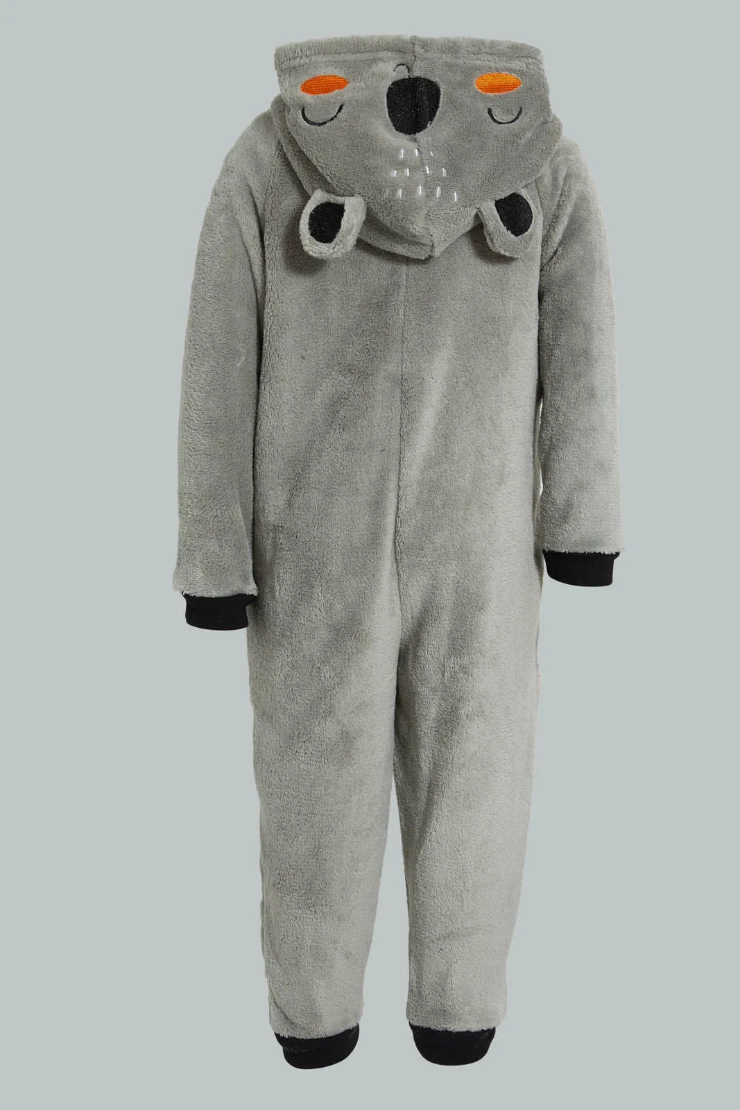 Grey Fluffy Hooded Onesie