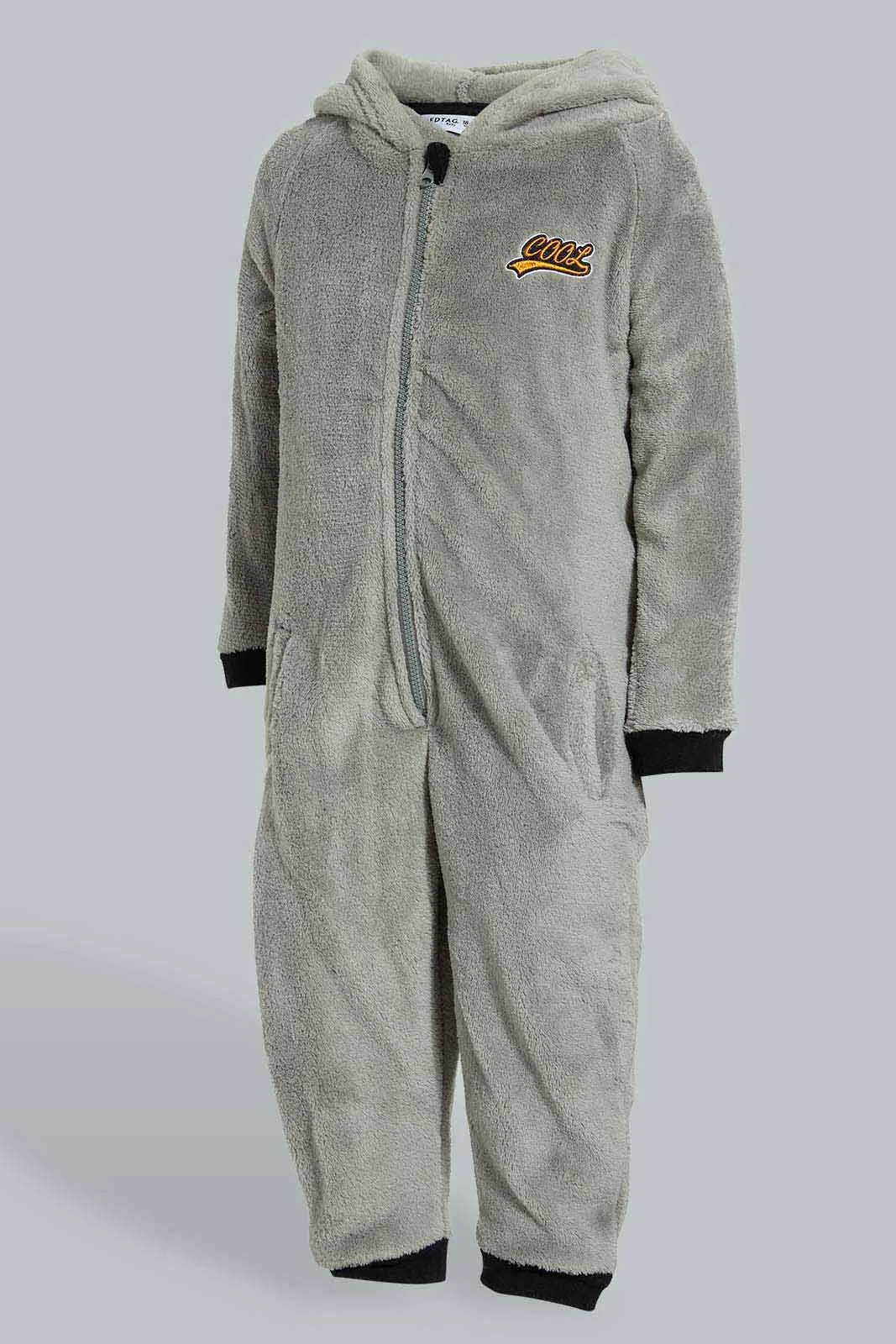 Grey Fluffy Hooded Onesie