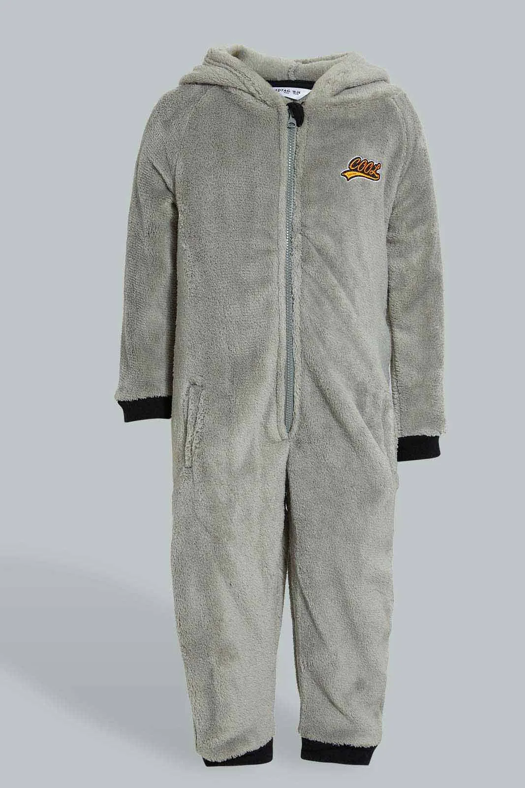 Grey Fluffy Hooded Onesie