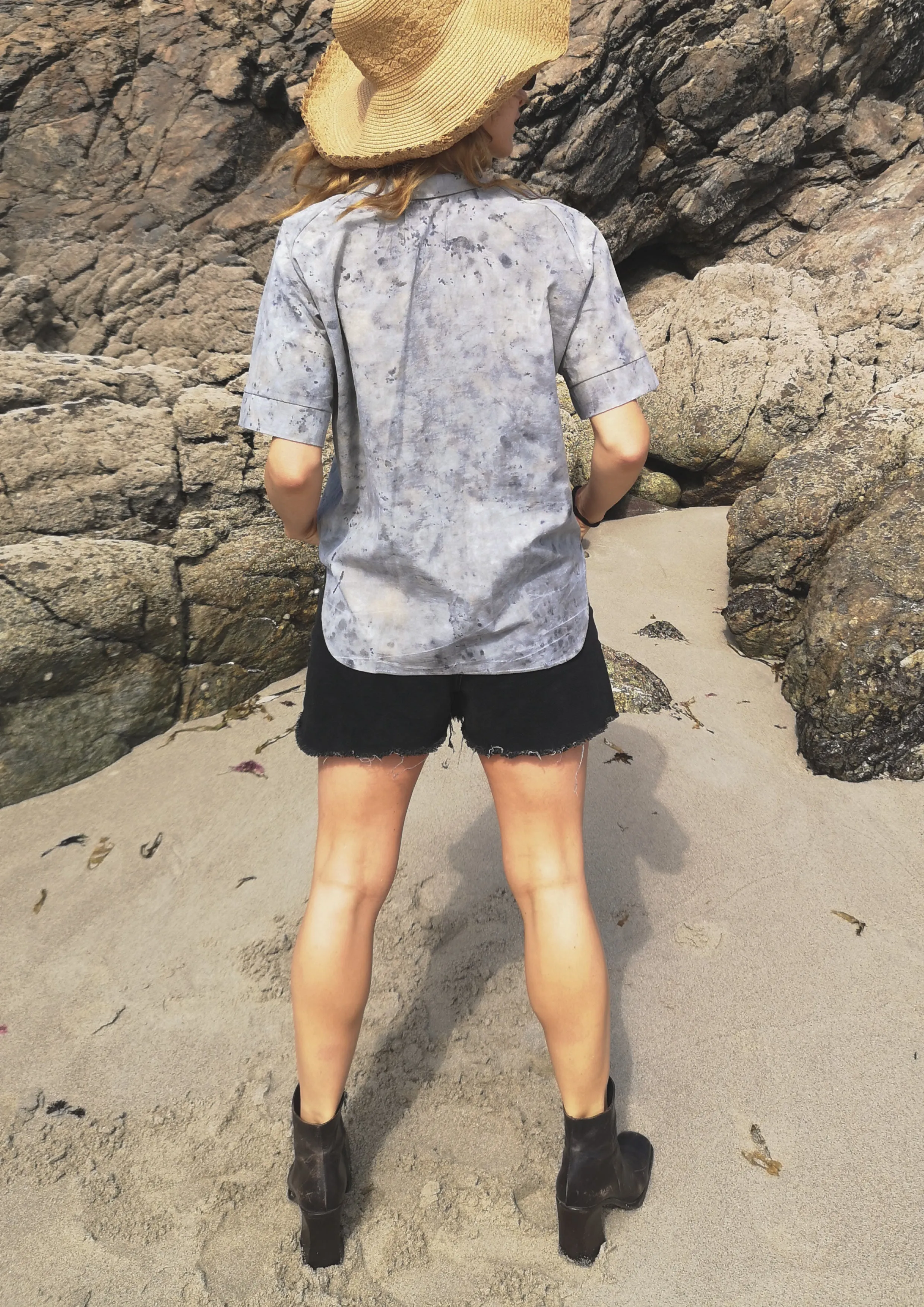 HOMEMADE - UNIQUE BLOUSE UNISEX - HAND PAINTED - grey