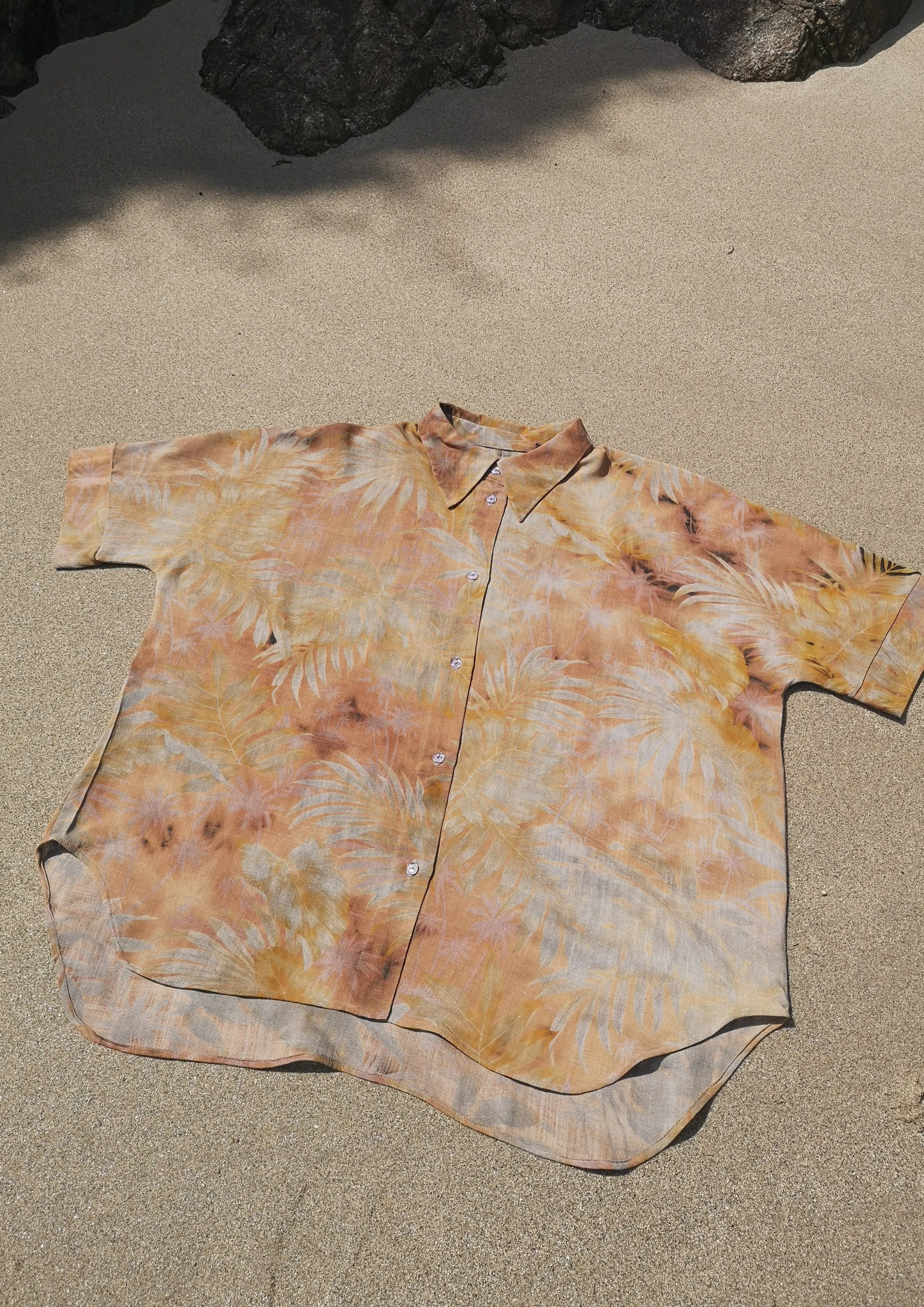 HOMEMADE - UNIQUE BLOUSE UNISEX - HAND PAINTED - orange / grey