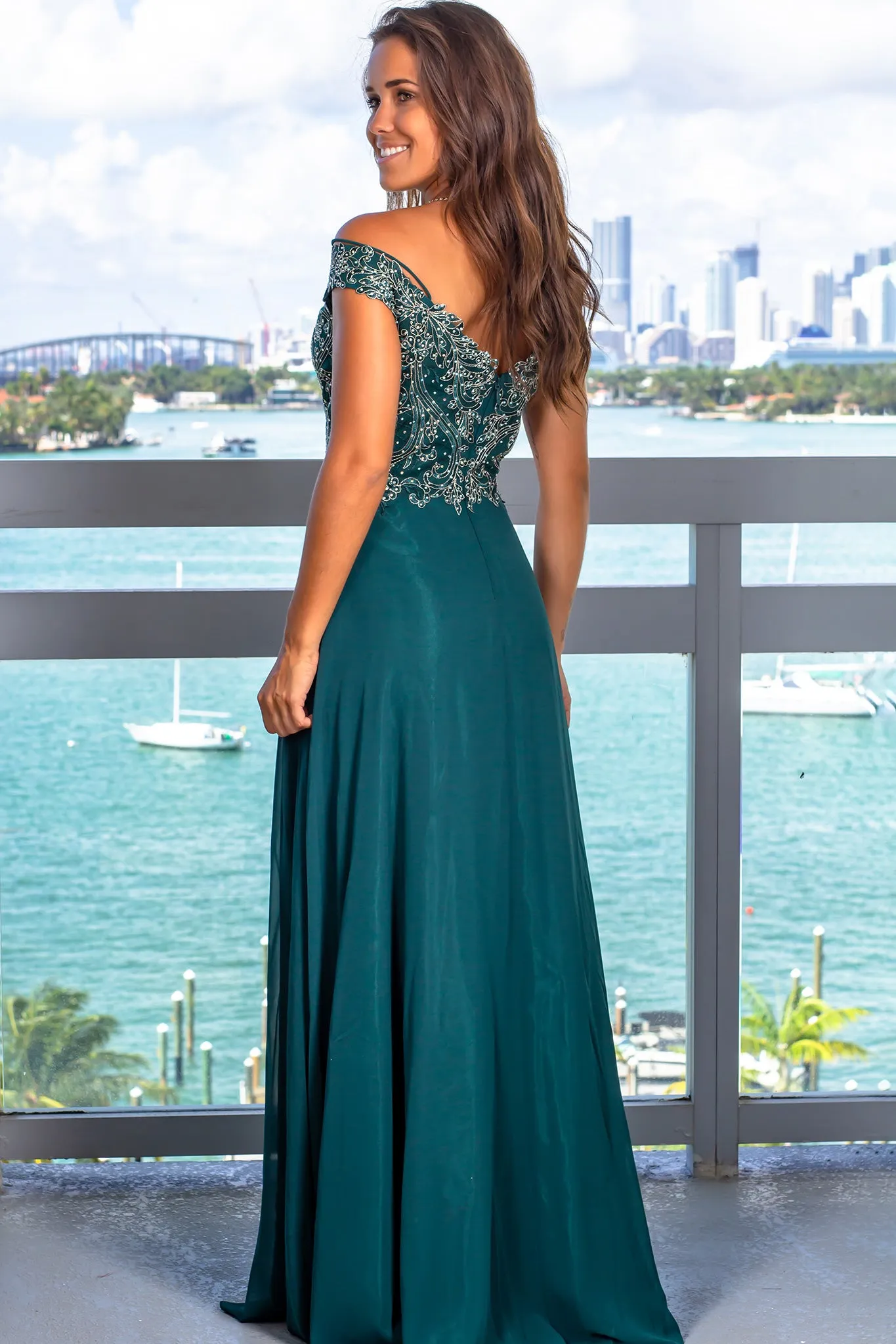 Hunter Green Sequin Top Maxi Dress