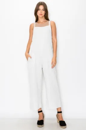 Ivory Fluffy Gauze Pocket Jumpsuit