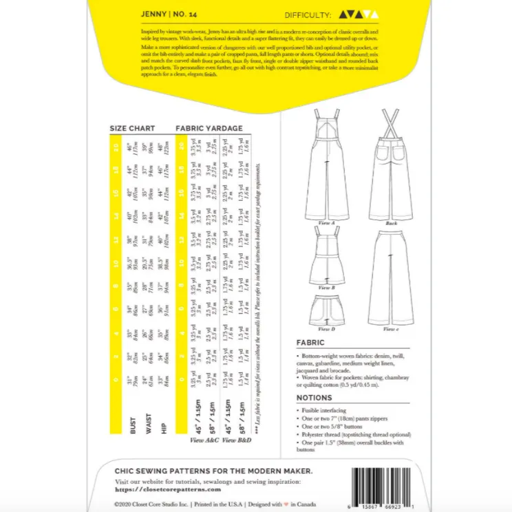 Jenny Overalls & Trousers Pattern