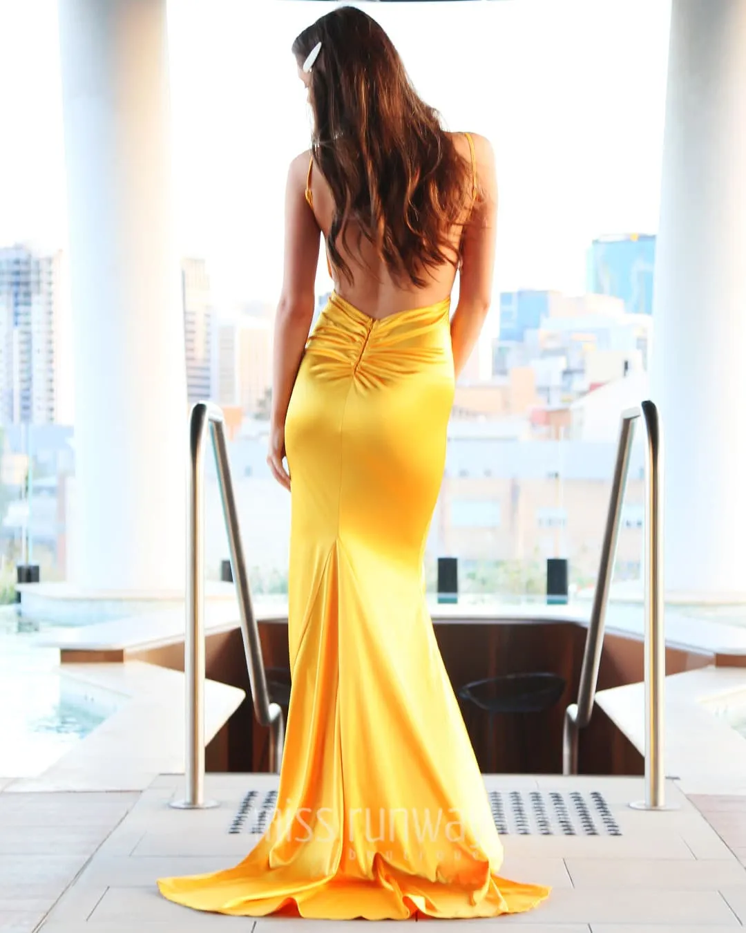 Kendall Split Formal Gown - Mango [SAMPLE]