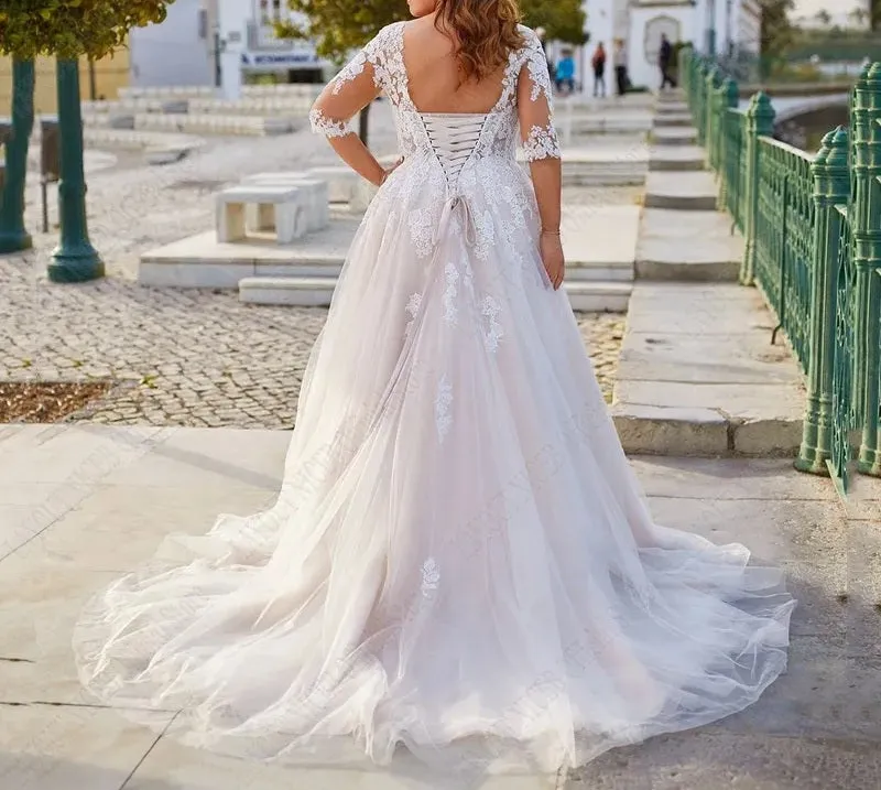 Lace Applique/Tulle A Line Wedding Gown All Sizes/Colors