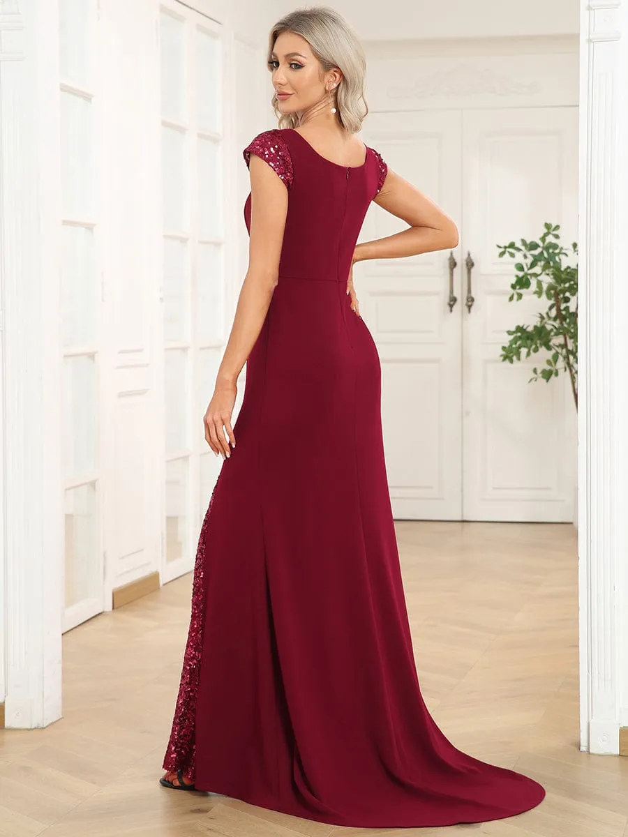 Lexi | Sequin Cap Sleeve V-Neck A-Line Evening Dress