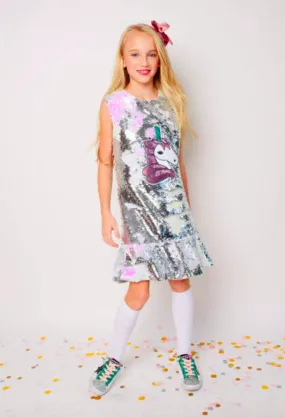 Lola and The Boys Magic Sequin Unicorn World Dress