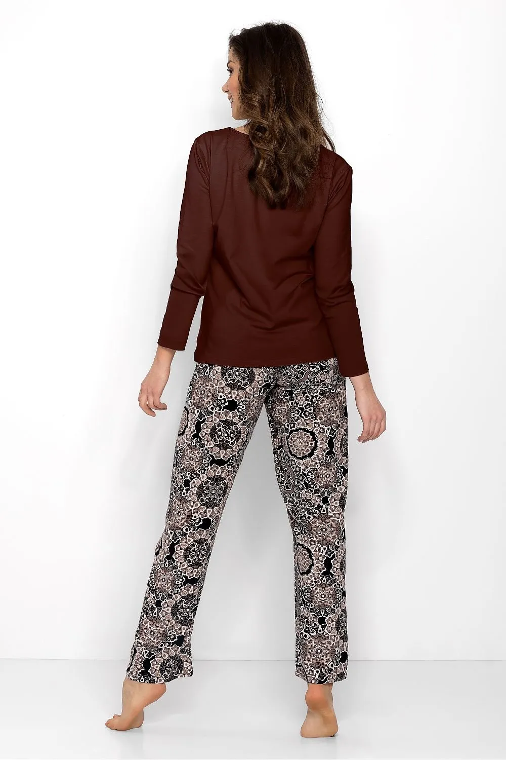 Long Sleeve Top & Patterned Pants Pajama Set