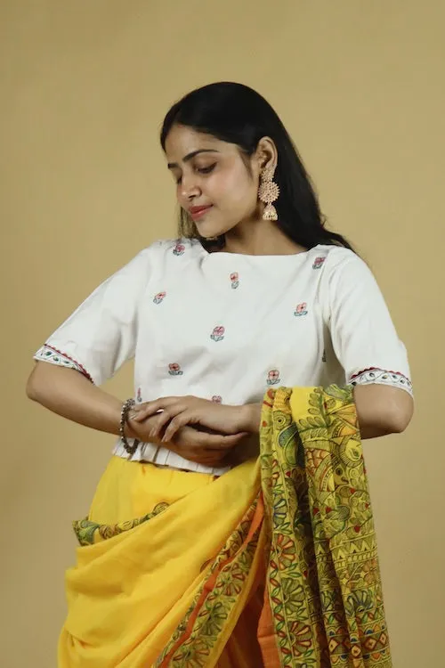 Madhubani Handpainted "Mayur Udyan" Blouse