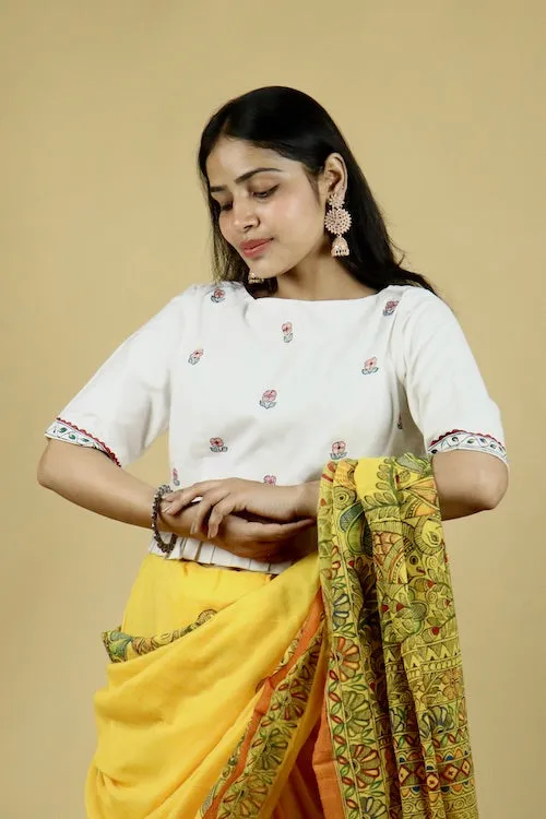 Madhubani Handpainted "Mayur Udyan" Blouse