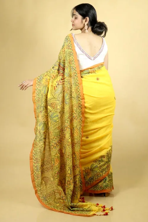 Madhubani Handpainted "Son-Chidiyaa" Padded Blouse