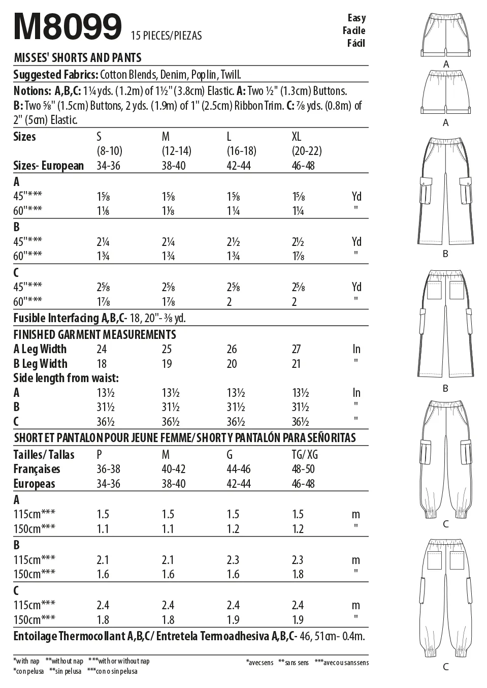 McCall's 8099 Shorts and Pants sewing pattern #LinaMcCalls