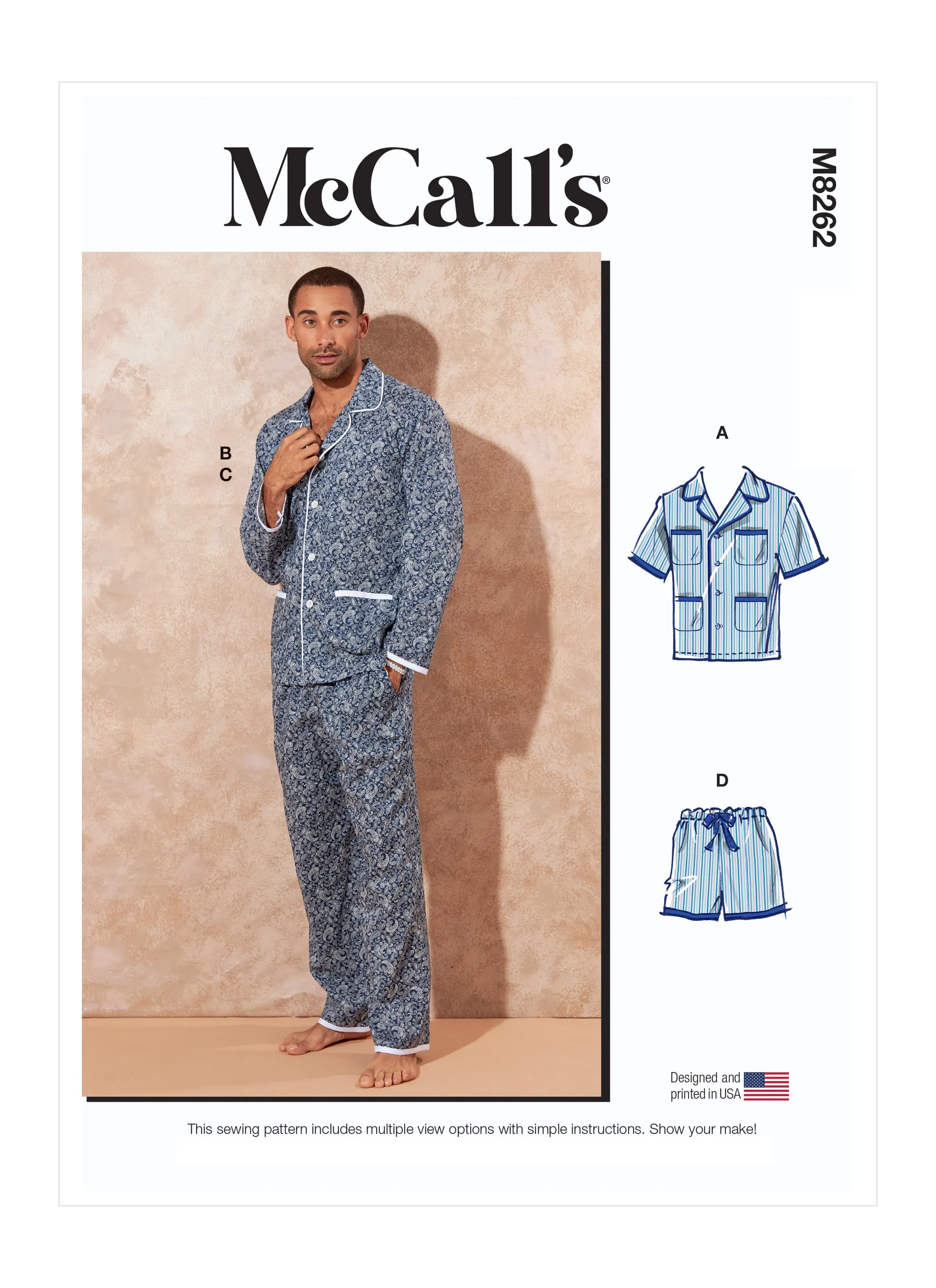 McCall's Sewing Pattern 8262 Men's Pyjamas