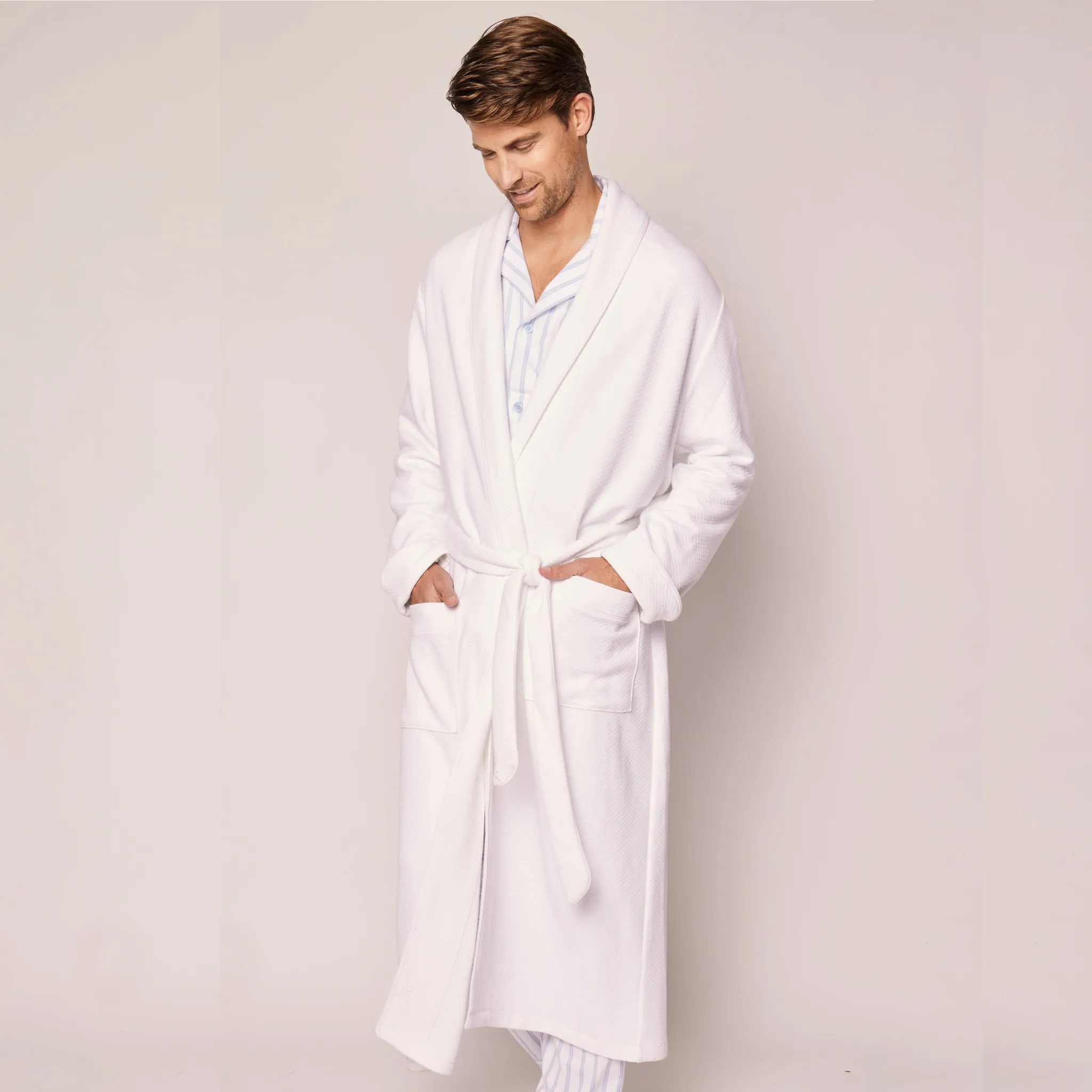 Men's Jacquard Robe in White