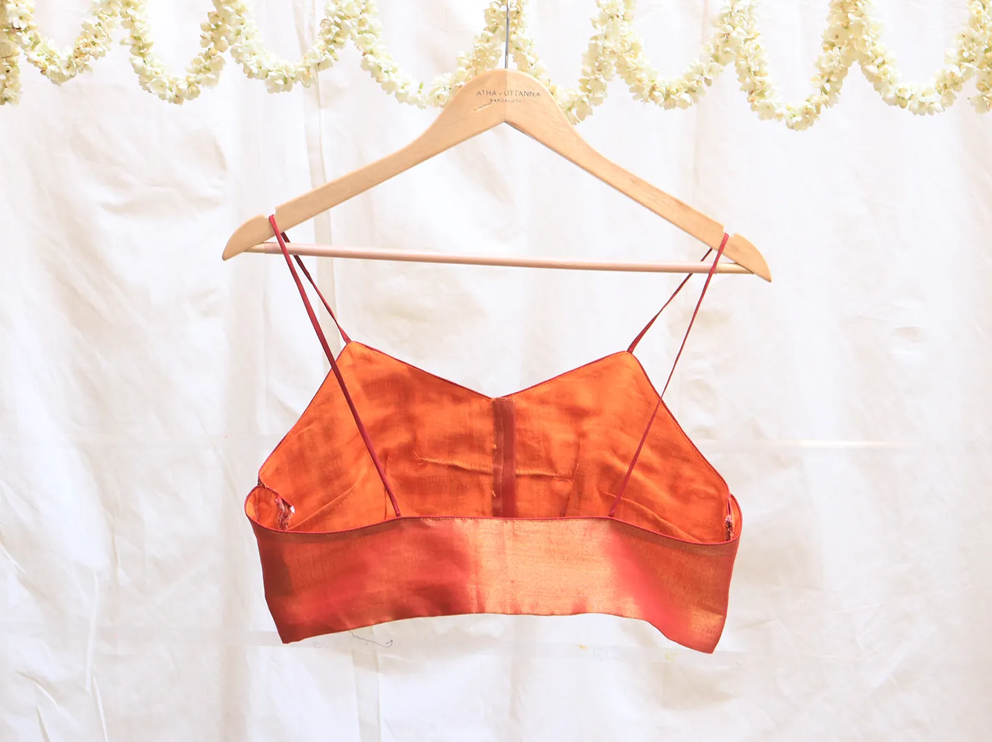 Monarch orange, Chettinad cotton, Hand Embroidery bralette