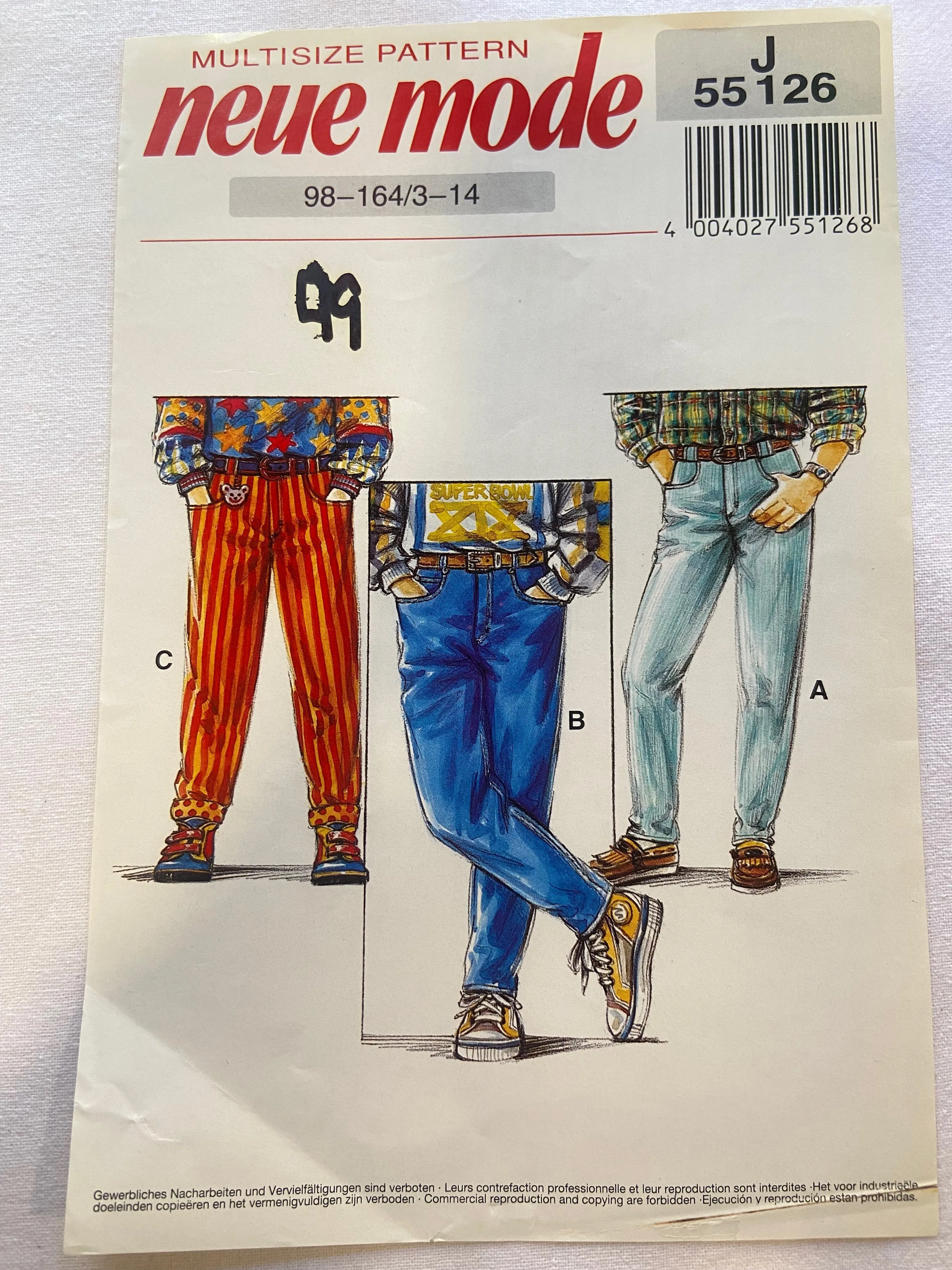 Neue Mode J55126 Pattern UNCUT Boys' Pants ages 3-14