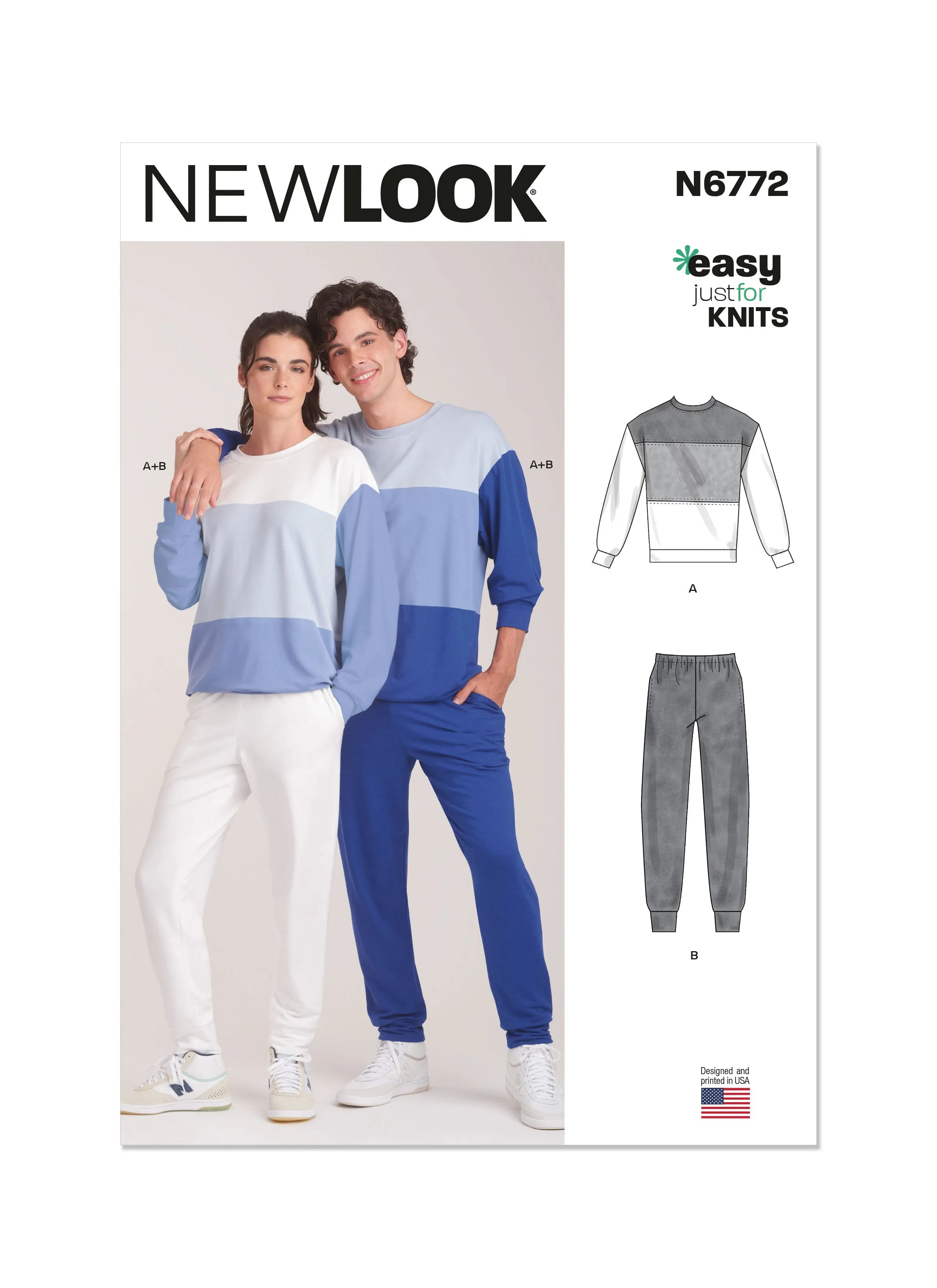 New Look Sewing Pattern 6772 Unisex Knit Top and Pants